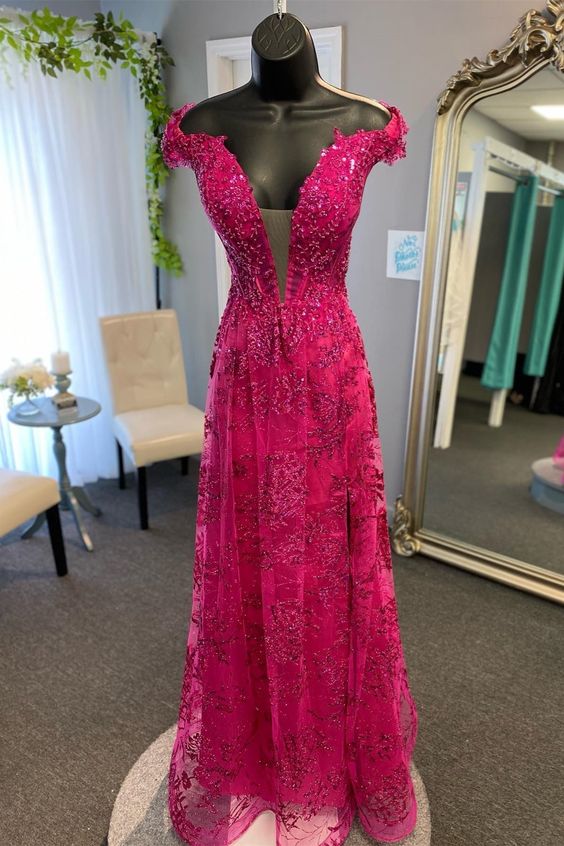 Off-the-Shoukder A-line Long Prom Dress