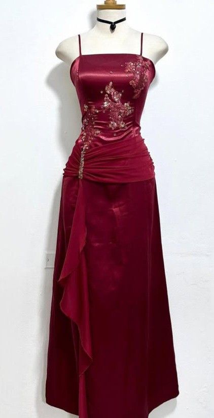 Burgundy Prom Party Dress Long Formal Evening Dress - VelvetHem