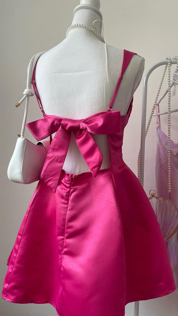 Square Neck Sleeveless Satin A-Line Mini Homecoming Dress With Bow