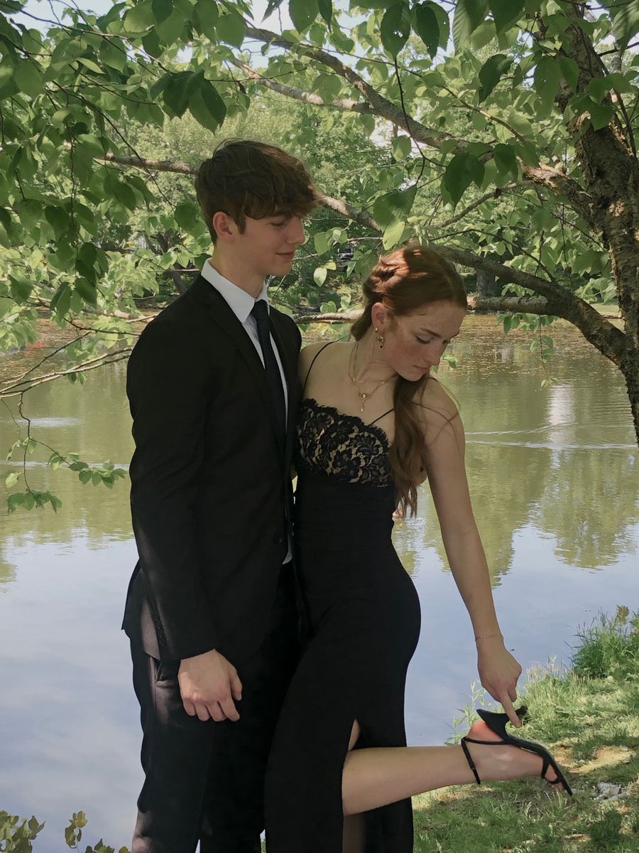 Black Spaghetti straps Long Prom Dresses Evening Dress With Slit - VelvetHem