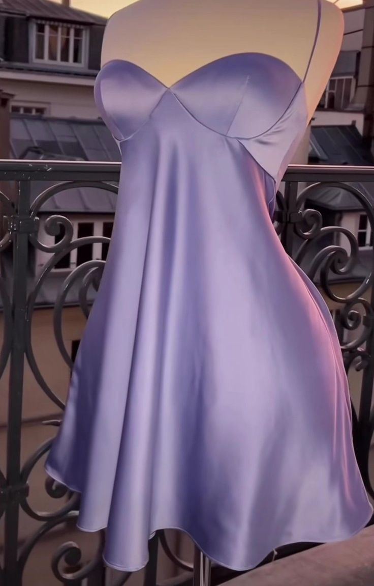 Sexy Lilac Satin A Line Homecoming Dres Short Prom Dress - View 3 | VelvetHem