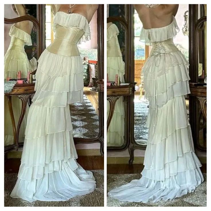 Modest Sheath Strapless Chiffon Sleeveless Ivory Long Prom Dress Evening Dresses fg6798 - View 8 | VelvetHem