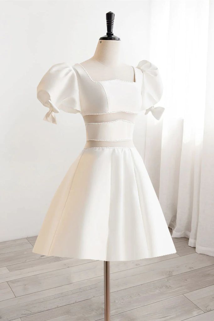 Short White Beaded Prom Dresses, Short White Beaded Formal Homecoming Dresses fg6410 - View 3 | VelvetHem