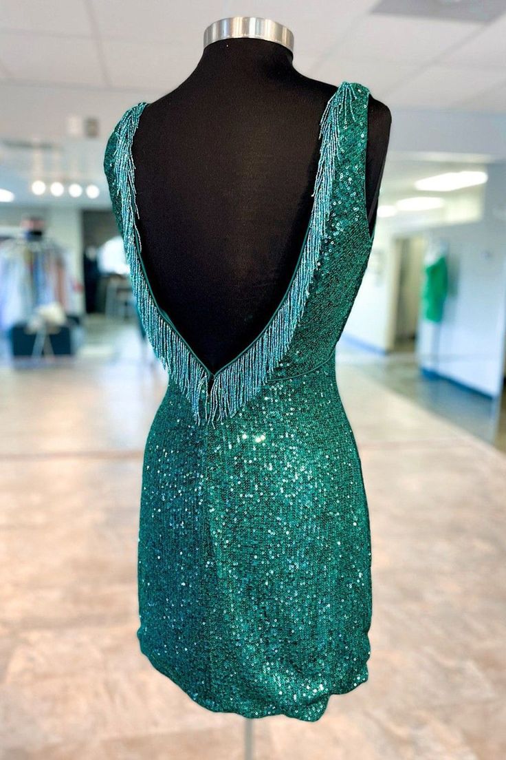 V-Neck Sequin Cutout Short Homecoming Dress fg6380 - View 2 | VelvetHem