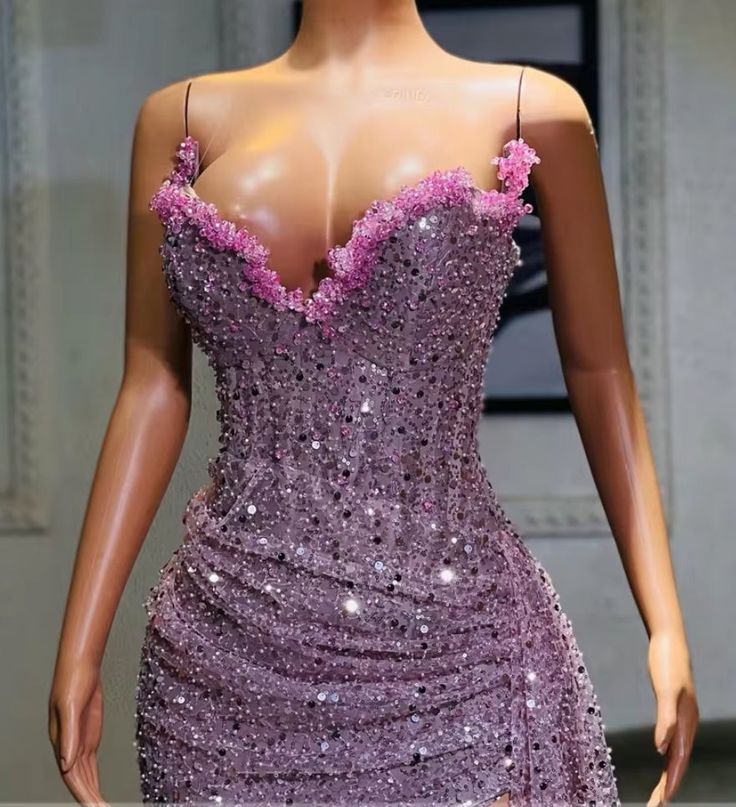 Light Purple High Split Evening Dresses, Sweetheart Mermaid Prom Dresses, Elegant Dresses for Wedding fg6769 - View 2 | VelvetHem
