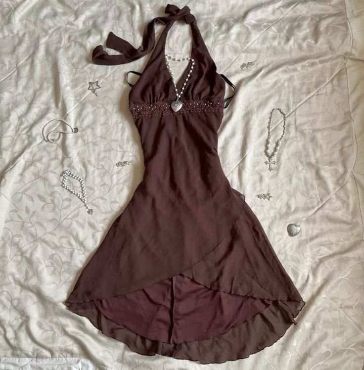 brown halter homecoming dress 18th birthday outfits fg6537 - View 2 | VelvetHem