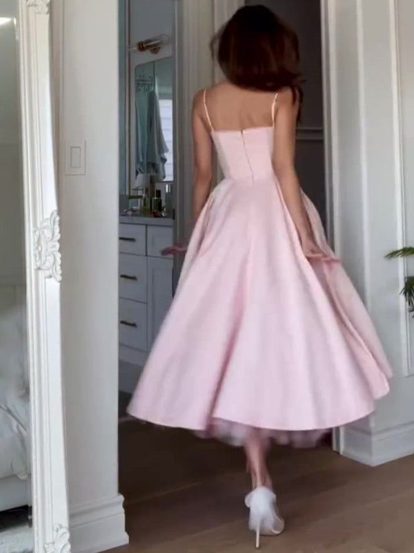 Women's Sleeveless Midi Dress Pink Evening Gown fg6638 - View 3 | VelvetHem