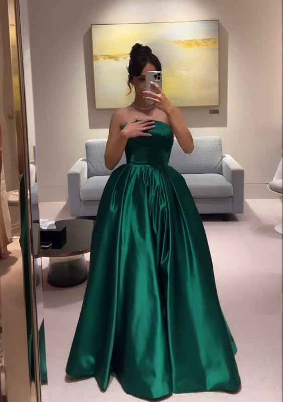 Green Strapless Long A Line Prom Dres Evening Party Dress fg6498 - View 2 | VelvetHem