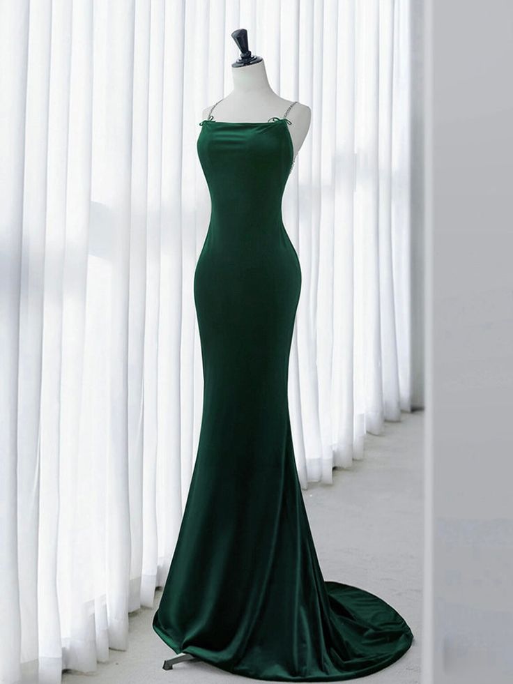 Green Mermaid Velvet Long Prom Dress, Green Long Evening Dress fg6740 - View 2 | VelvetHem
