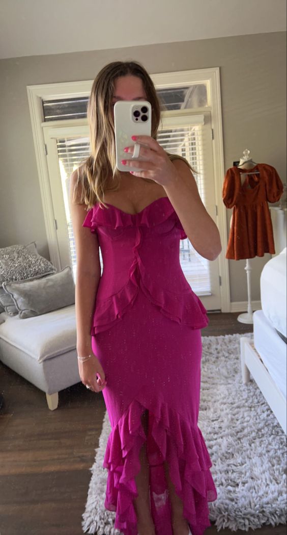 Straps Sheath Prom Dress Layered Evening Gown fg6346 - View 2 | VelvetHem