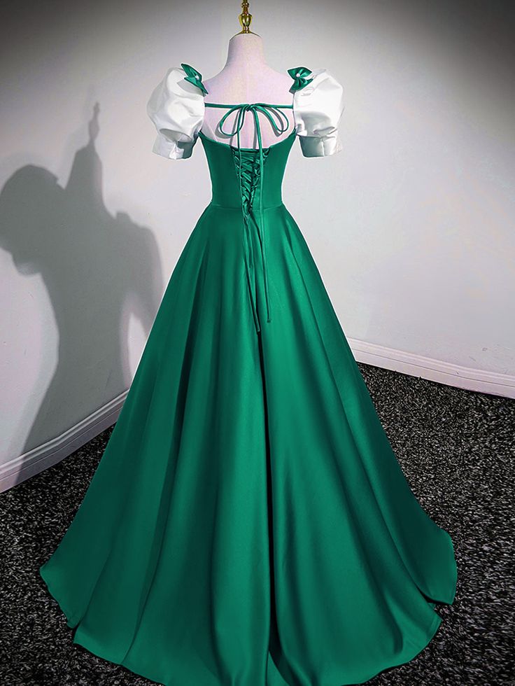 A-Line Satin Long Prom Dresses, A-Line Formal Dresses fg6312 - View 3 | VelvetHem