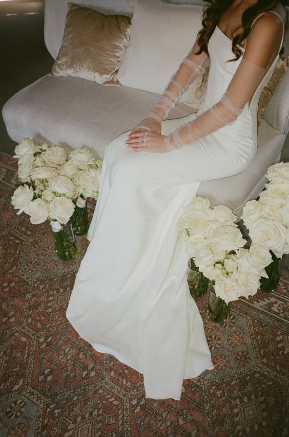 White Satin Simple Mermaid Bridal Dresses Wedding Gown fg6564 - View 2 | VelvetHem