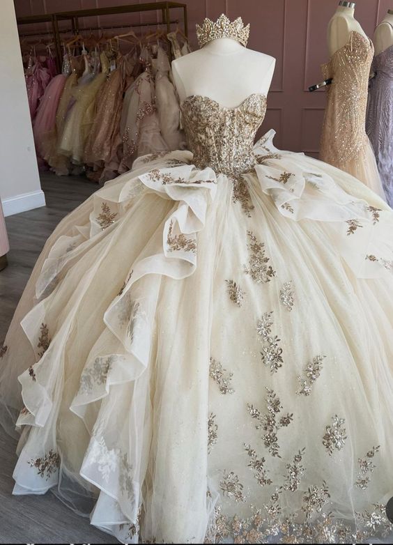 Quinceanera Dresses Lace Applique Tulle Ball Gown Birthday Party Sweet 16 Dresses fg6804 - View 2 | VelvetHem