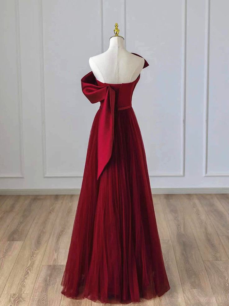 Satin and Tulle A-line Simple Prom Dress, Floor Length Party Dress fg6352 - View 3 | VelvetHem