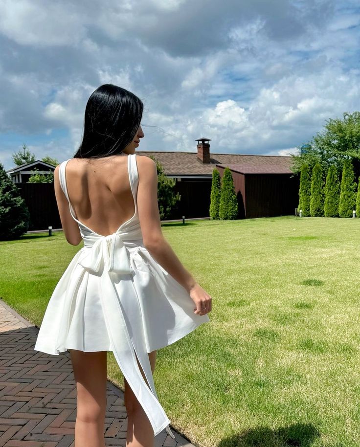 Elegant White A Line Homecoming Dress Short Birthday Outfit fg6133 - View 2 | VelvetHem