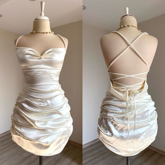 Satin Dress Women's Satin Bridal Dresses Party Bridesmaid Dresses Prom Dress Short Formal Dress fg6436 - View 2 | VelvetHem
