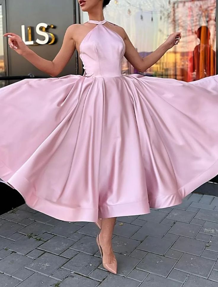 A-Line Evening Gown Homecoming Dress Wedding Guest Satin Dress with Butterfly fg6360 - View 3 | VelvetHem