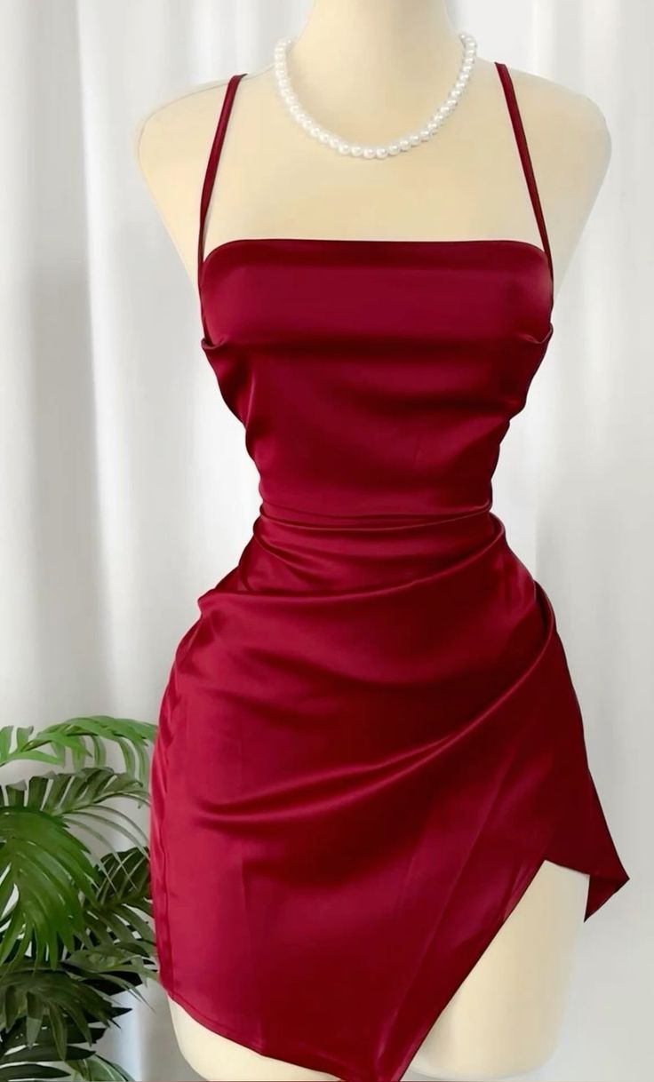 Short Prom Dresses Spaghetti Straps Burgundy Homecoming Dress fg6119 - VelvetHem