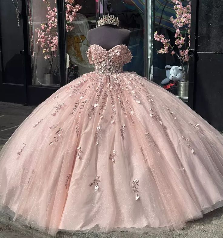 Cute Princess Dresses Prom Ball Gown Appliqued Off Shoulder Vestido De Quinceanera Glitter Tulle 15 Dress fg6469 - View 2 | VelvetHem