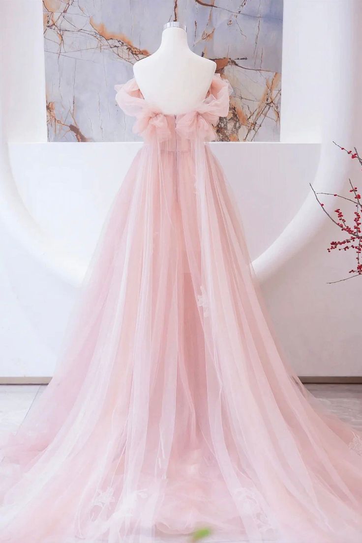 Tulle Beaded Long Prom Dress, A-Line Evening Party Dress fg6228 - View 3 | VelvetHem
