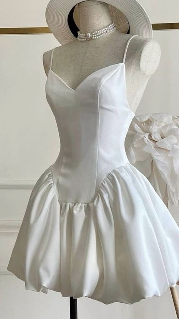 Simple A line Short Birthday Dress Satin Straps Homecoming Dresses fg6621 - View 2 | VelvetHem