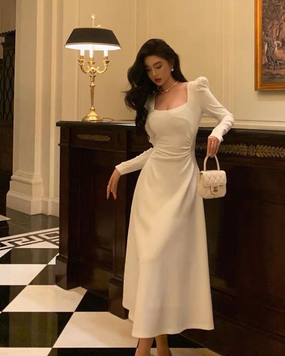 Ivory Long Sleeves Prom Dresses Party Dress