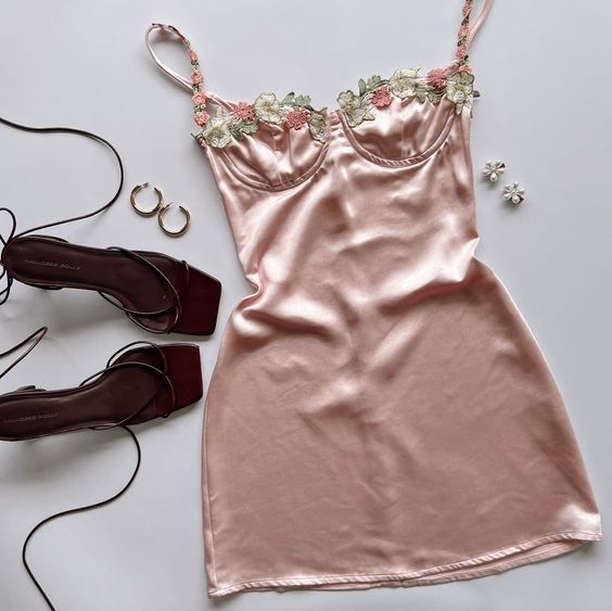 Floral Spaghetti Straps Homecoming Dresses Mini Celebrity Dress fg6093 - View 4 | VelvetHem