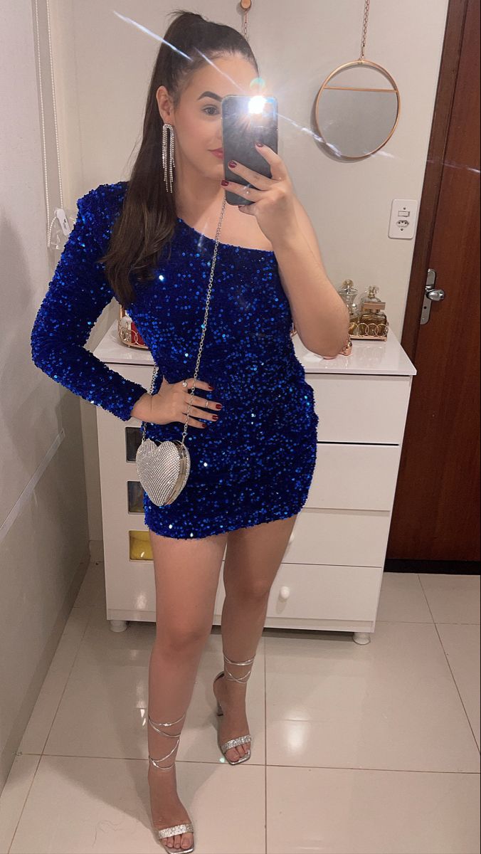 Royal Blue Sequins Bodycon Short Homecoming Dresses fg6325 - View 2 | VelvetHem