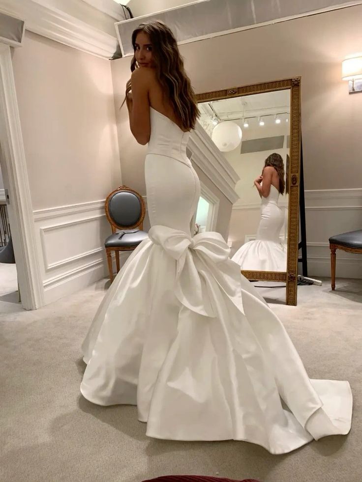 Mermaid Strapless Long Sleeveless Simple Wedding Dresses fg6123 - VelvetHem