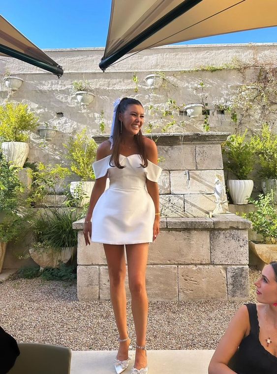 White Off The Shoulder Homecoming Dress Short Prom Party Gown fg6179 - View 2 | VelvetHem