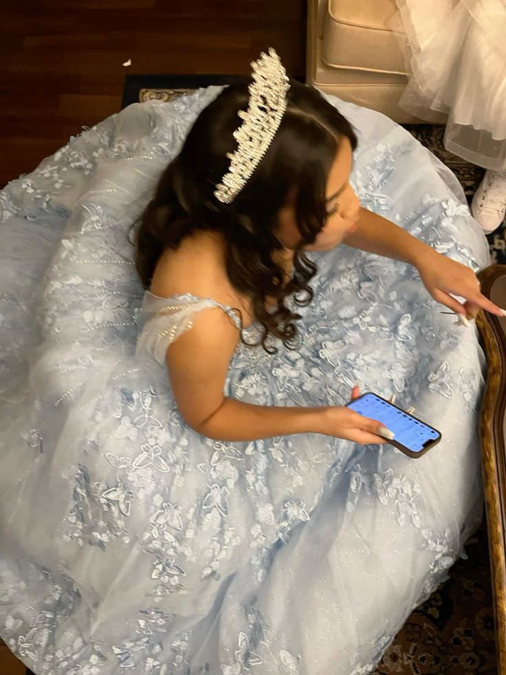 Light Blue Appliques Tulle Lace Quinceanera Dress Ball Gown fg6061 - View 3 | VelvetHem