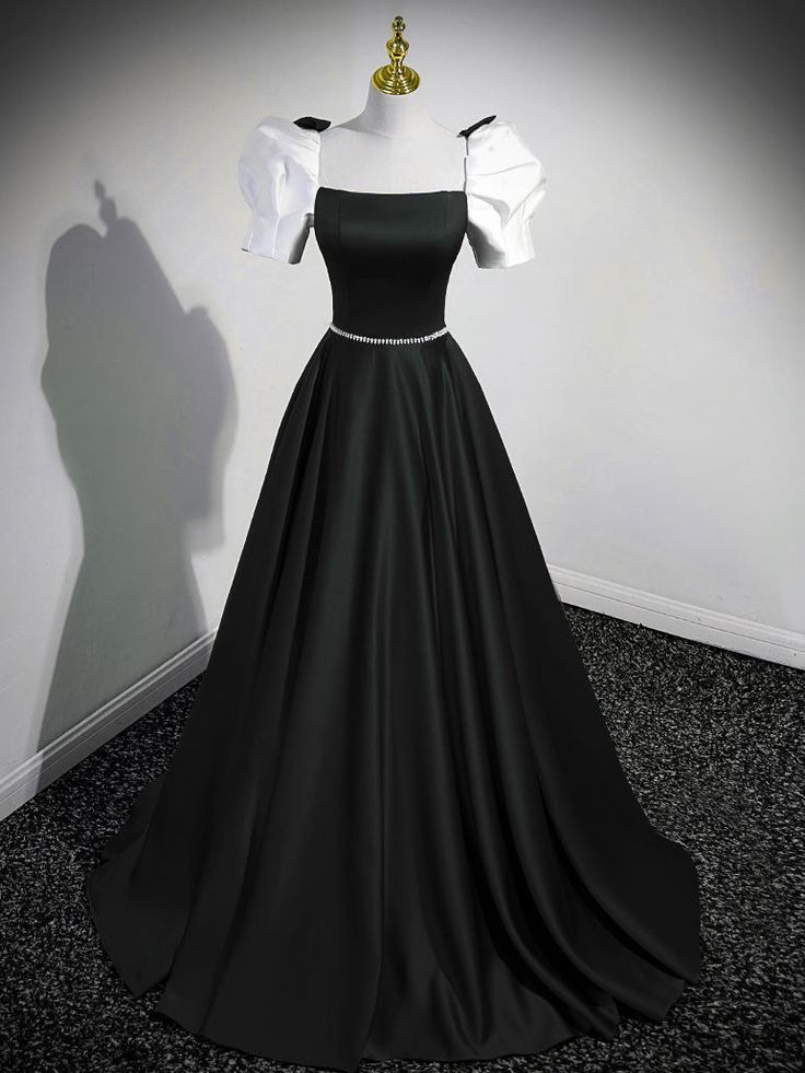 A-Line Satin Long Prom Dresses, A-Line Formal Dresses fg6312 - View 4 | VelvetHem