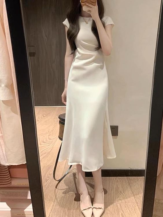 Simple Prom Dress, White Evening Party Dress fg6040 - VelvetHem
