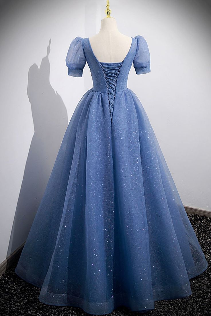 Tulle Lace Floor Length Prom Dress, Short Sleeve Evening Dress fg6424 - View 5 | VelvetHem