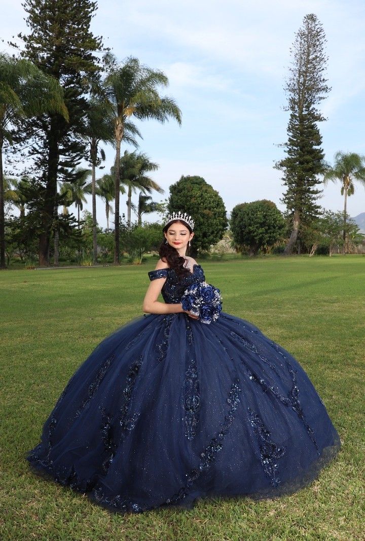 Navy Blue quincea�era dress Sweet 15 16 Prom Party Ball Gowns - VelvetHem