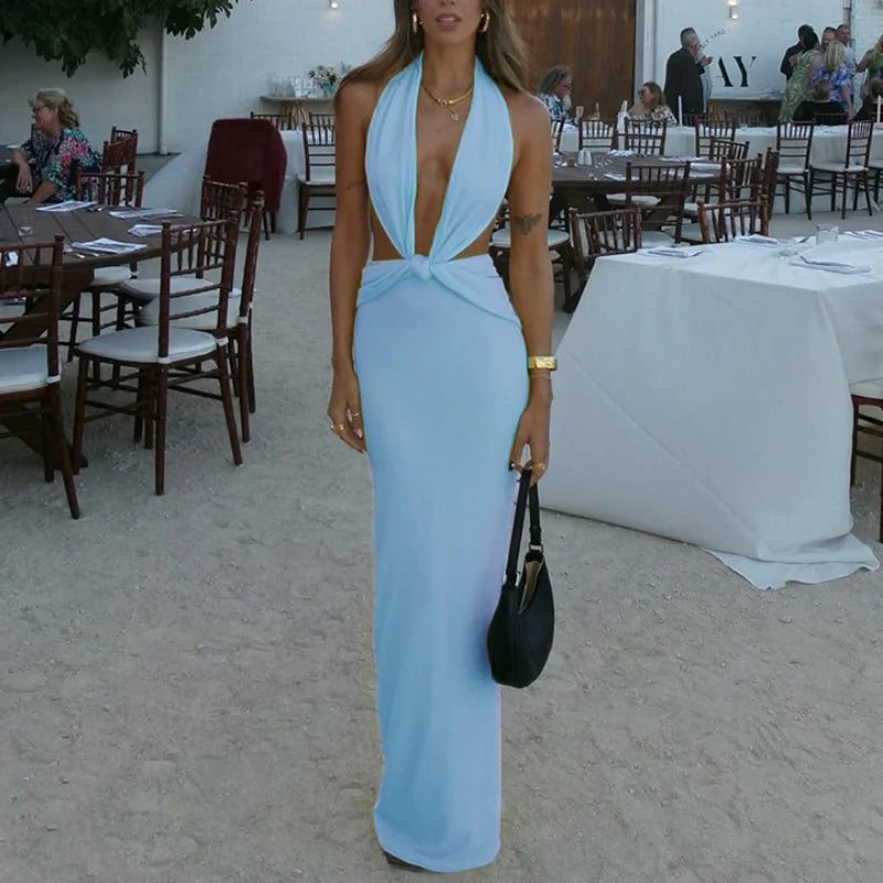 Skyla - Alluring Backless V - Neck Dress