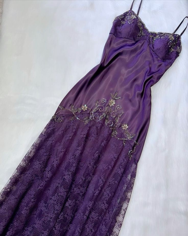 Vintage purple dress with flower accents Formal Evening Dress fg6334 - VelvetHem