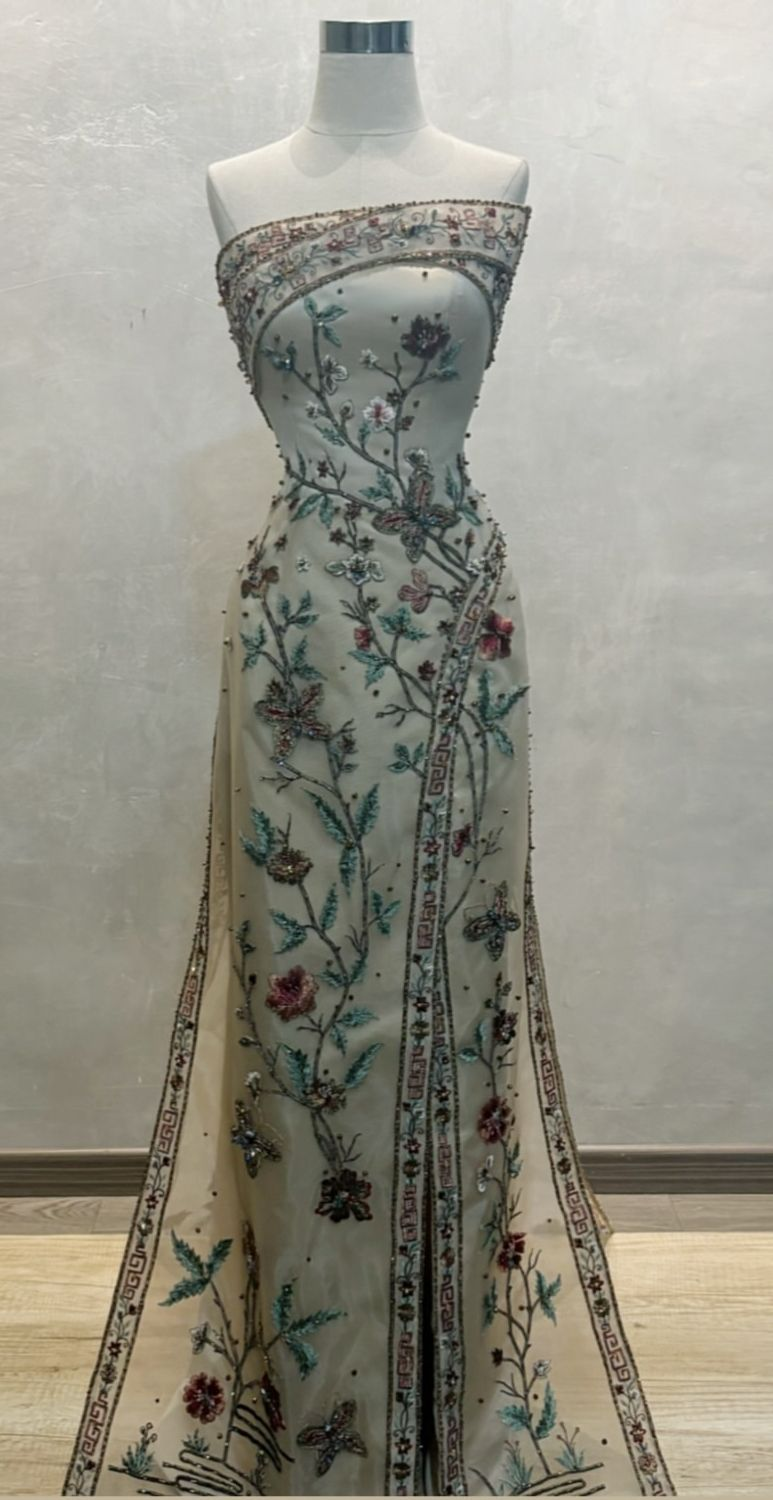 Beaded Flower Long Prom Dress Charming Formal Party Dress - VelvetHem