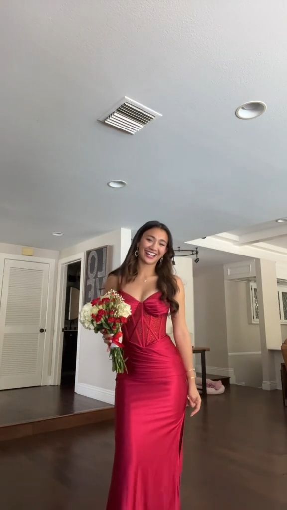 Red Mermaid Long Prom Dresses Formal Evening Dress - VelvetHem