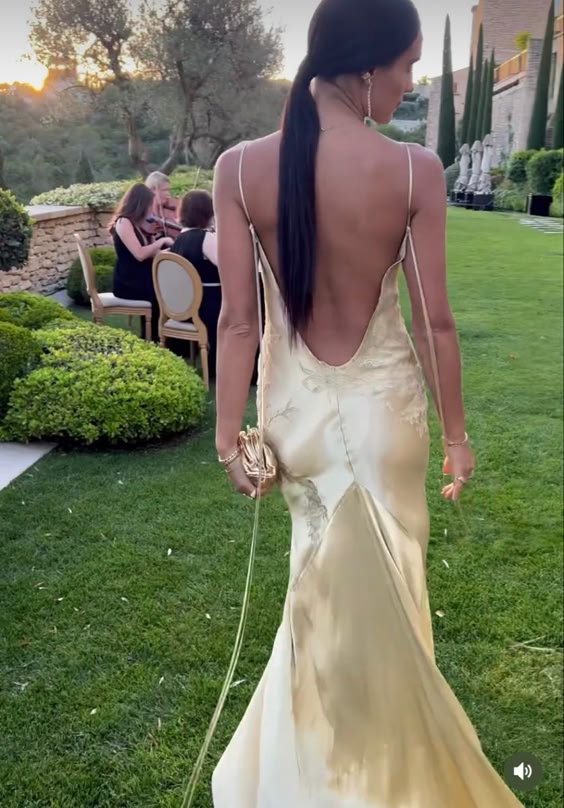 Yellow satin backless long prom evening dresses fg6718 - VelvetHem