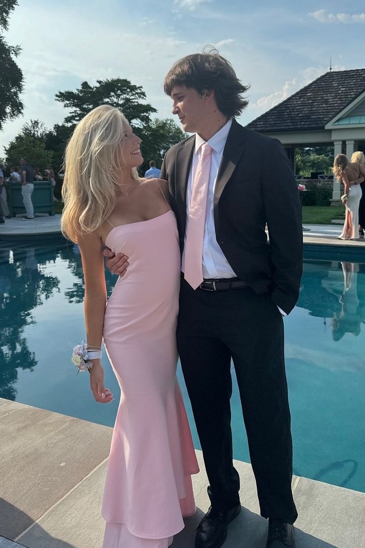 Charming Mermaid Straps Light Pink Long Prom Dress - VelvetHem