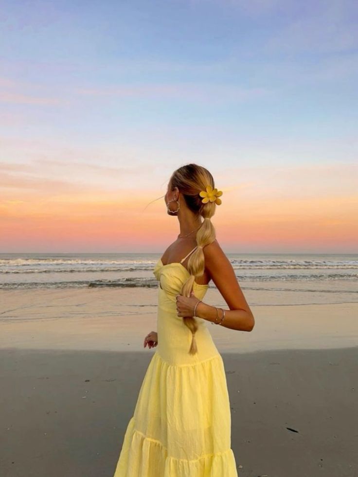 Yellow Beach Dress, Fashion Party Evening Dress fg6449 - VelvetHem