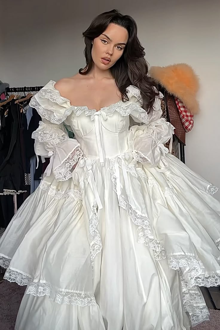 A Line Long Sleeves Off Shoulder Long Wedding Dresses Evening Gown fg7123 - View 5 | VelvetHem