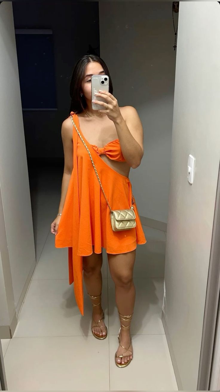 Orange Short Dress Women New Sleeveless Short Evening Party Dresses fg6149 - VelvetHem