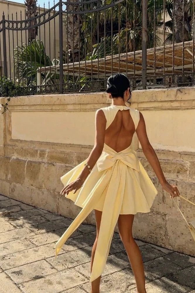 Sleeveless High-Waist Mini Dress Homecoming Dress Short Party Dress - View 4 | VelvetHem