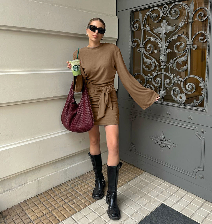 Mocha Mousse Mini Dress Brown
