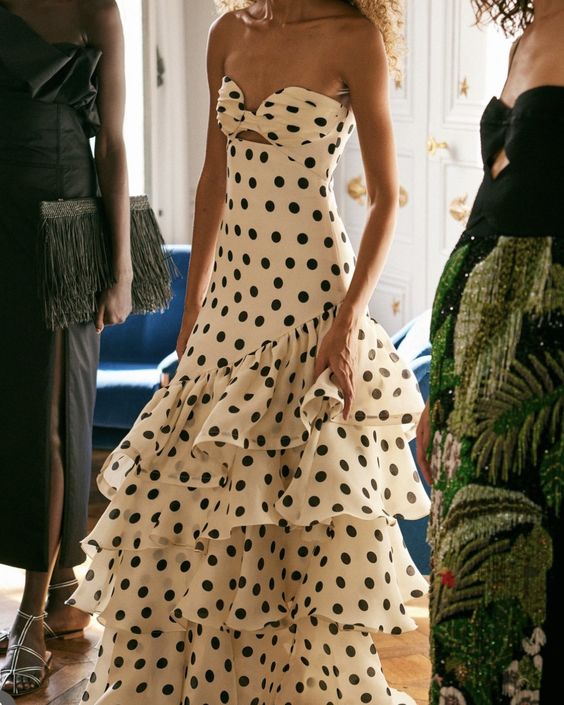 Strapless Polka Dots Dress Fashion Prom Evening Dresses For Women fg6236 - VelvetHem