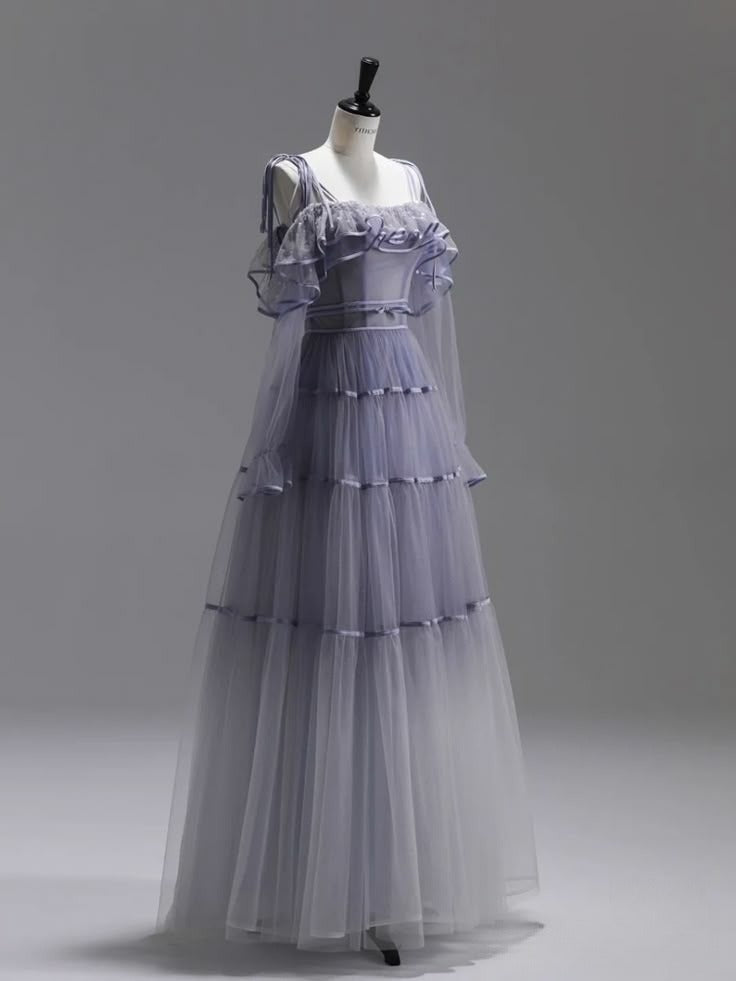 A Line Tulle Long Prom Dress Unique Evening Party Dresses - VelvetHem
