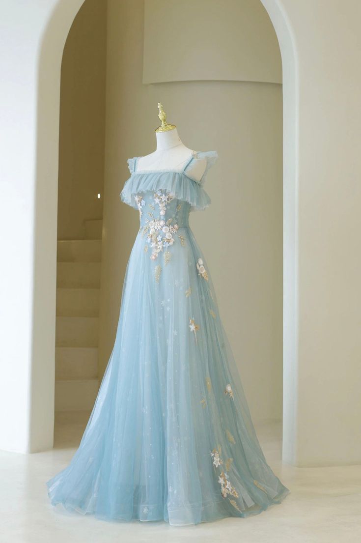 Spaghetti Strap Lace Long Prom Dress, Cute A-Line Graduation Dress