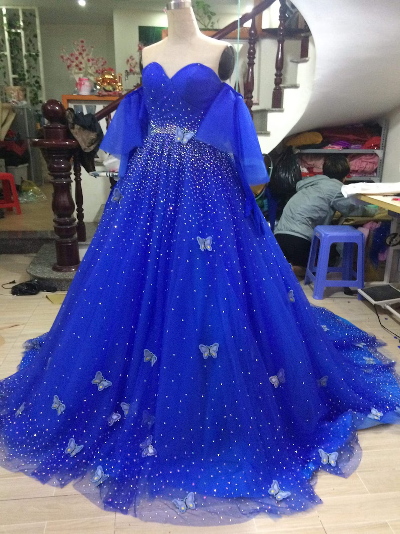Royal Blue/Red quincea�era dress Ball Gown Prom Dresses Evening Gown - View 4 | VelvetHem
